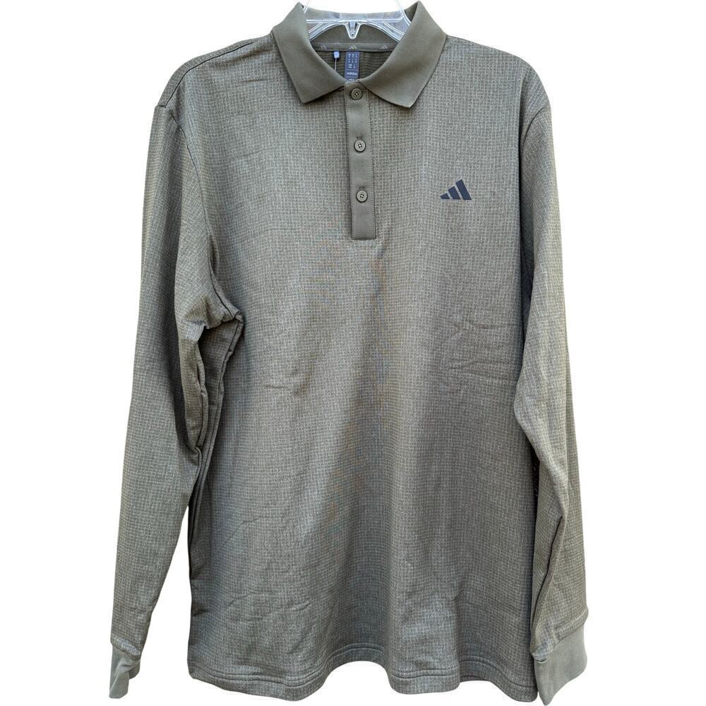Adidas Golf Polo Olive Green Long Sleeve Medium NWT - Picture 2 of 9